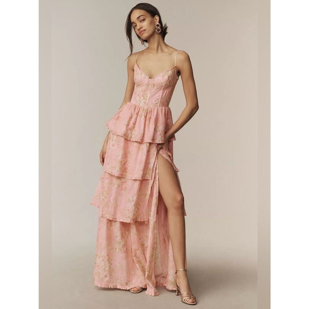 New Anthropologie V. Chapman Caterina Corset Ruffle Dress Size 8
